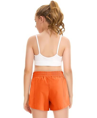 DOCUMO Girl's Athletic Shorts with Liner Zipper Pockets Quick Dry Running Shorts Sports Active Shorts for Teen Girls2