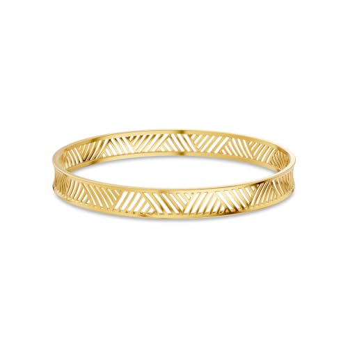 Image of KISNA 9KT Crossline Gold Bangle For Women | BIS Hallmarked Yellow Gold Bangle | Lightweight Daily Wear Gold Jewellery | Gift for Wife, Mother & Sister | S 2.6 Anna