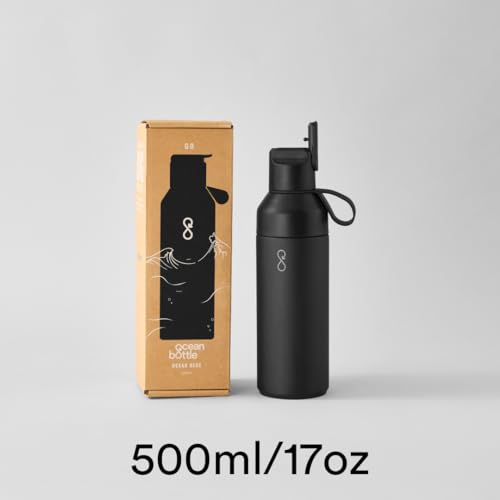 Image of Ocean Bottle - Recycled Stainless Steel Go Water Bottle - Eco-Friendly & Reusable Bottle - Obsidian Black - 17 oz