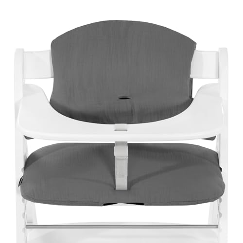 hauck Highchair Pad Select, Dark Grey - Hochstuhl Sitzkissen Kompatibel mit Alpha+, Beta+, Arketa Holzhochstuhl, 6-36 Monate, Anti-Rutsch, Doppelte Polsterung, Einfache Befestigung