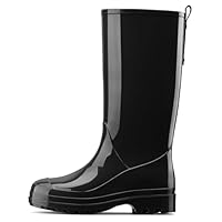 HISEA Rain Boots for Women Waterproof Garden Boots, Knee High Rain Shoes with Comfort Insole, Non-Slip Seamless Tall Rain Boots, Black Size 9
