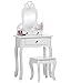 Tocador con taburete y espejo de niñas | Tocadores de maquillaje para niños pequeños, ideal para niñas de 3 a 7 años | Tocador blanco, Mesa de Maquillaje con 3 cajones, juguetes de niñas tocador