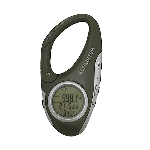 Mikikit Durable Handheld Altimeter Barometer Thermometer for Mountaineering Outdoor Climbing Tool with Carabiner for Accurate Elevation and Temperature Measurements