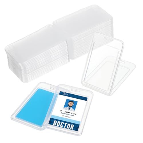 Porte-badges plastique transparent blanc givré pour badge entreprise et pass