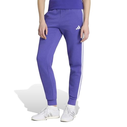 Image of adidas Women's Essentials 3-Stripes Fleece Slim Pants, Pure Purple/White, M