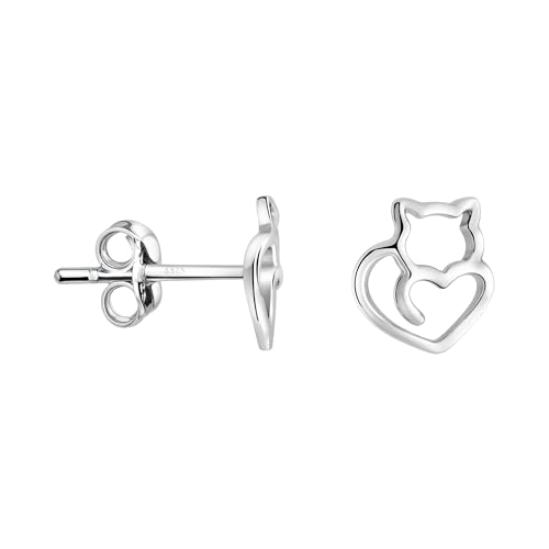 SOFIA MILANI - Boucles d'Oreilles pour Femme en Argent 925 - Clou d'Oreille avec Motif en Forme de Chat - 20963