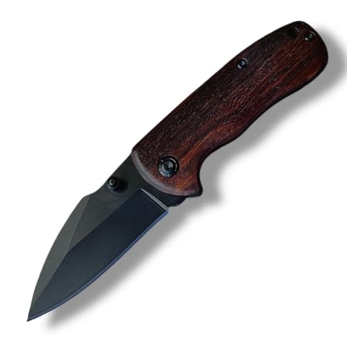 Canivete Cabo De Madeira Tatico Com Clips De Bolso Lamina Black + Caixa Presente