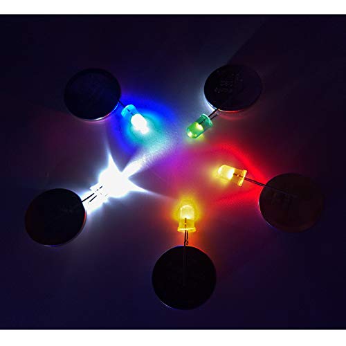 500 Pcs 5mm LED Light Emitting Diode Assortment Kit,Low Voltage Diffused Diode for DIY PCB Circuit,Indicator Lights