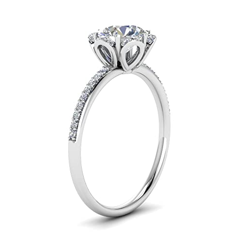 Image of 55Carat Choose Your Gemstone 6 Petal Ring Sterling Silver Round Shape Halo Engagement Rings Well Shaped for Any Gift Giving Occassion Modern Style Enchating Women US Size 4 to 12
