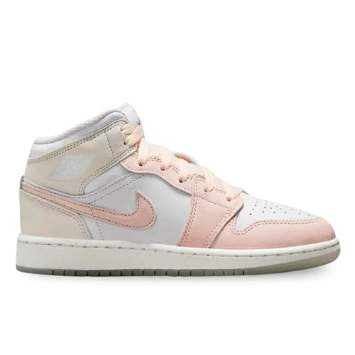 Air Jordan 1 Mid SE Big Kids' Shoes (HJ5940-100, Sail/Sea Glass/Glacier Blue/Guava Ice)2