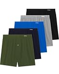 FM London 5-pack Mens Boxers Loose Fit - Super Soft 100% Cotton Underwear Solid colours with Button Fly and Comfort Stretch Waistband Dark Assorted XL