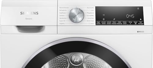 Siemens WQ43G2D0EM, iQ500, Smarter Wärmepumpentrockner 9 kg, autoDry, speedPack, Reversierende Trommel, Nachlegefunktion, halbe Beladung, Trommelinnenbeleuchtung, Weiß