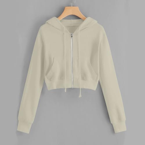Zip Up Hoodie Women Hoodies for Teen Girls Crop Long Sleeve Sweatshirt Trendy Y2K Crop Tops Jacket with Pocket2