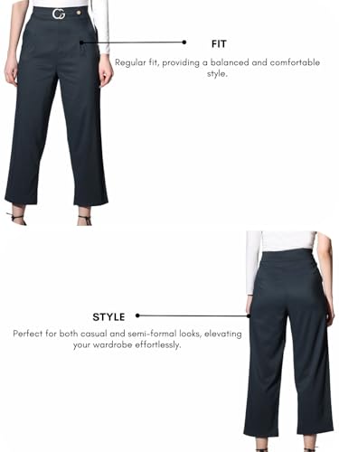 Image of Leriya Fashion Women's Ankle Fit High Rise Trousers High-Waisted Pant| Korean Trousers