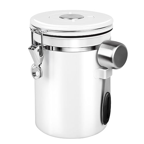 HEEKSE Boîte à Café Hermétique en acier Inoxydable (Blanche)