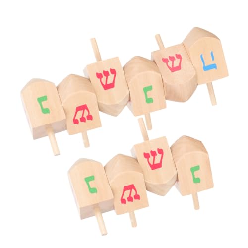 Vaguelly Hanukkah Decorations 10 Wooden Gyroscope Toys Kid-Friendly Handmade Tops for Baby's Party Fun