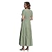 Rainday Womens Casual Maxi Dresses Fashion Holiday Short Sleeved Elastic Waist Beach Boho Dress with Pockets(Z3918GN,M)