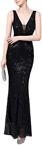 فستان سهرة حورية البحر بدون أكمام مطرز بالترتر