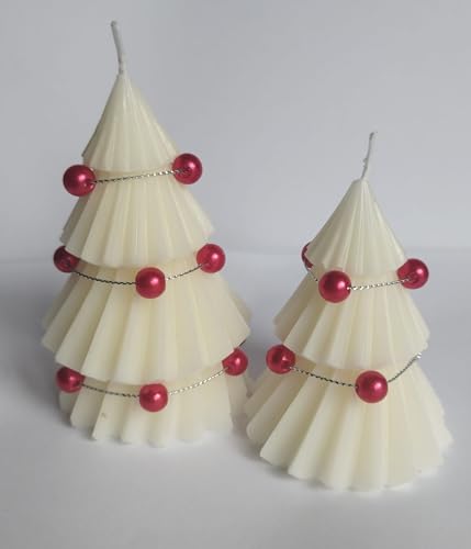 Pack Velas Navideñas en Forma de Arbol de Navidad - Aroma a Naranja y Canela/Hecha a Mano - Cera vegetal - Decoración navideña - Ideal para regalar