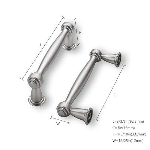 khtumeware 10 Pack 3 Inch(76mm) Brushed Satin Nickel Cabinet Pulls Kitchen Cabinet Handles Cabinet Hardware for Cupboard Drawer Handles Dresser Pulls by khtumeware - Used condition - Image 2