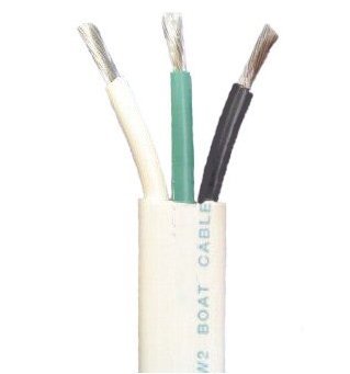 Crimp Supply 12/3 AWG Triplex Tinned Marine Wire, Black/Green/White 100 Feet