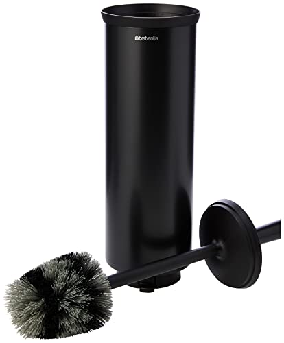 Image of Brabantia Profile Toilet Brush and Holder (Black) Freestanding /Wall-Mounted Toilet Bowl Cleaner with Discreet Case Stand for Bathroom