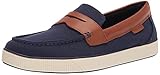 Cole Haan Men's Nantucket 2.0 Penny Loafer, Navy Textile/TAN, 9.5
