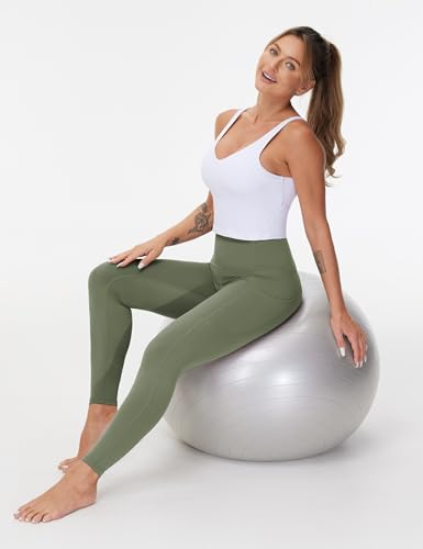 Image of THE GYM PEOPLE Thick High Waist Yoga Pants with Pockets, Tummy Control Workout Running Yoga Leggings for Women