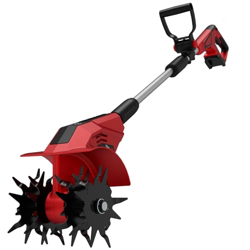 Brushless Tiller Cultivator Compatible with Milwaukee 18V Battery(Tool Only) 8.9In Tilling Width and 7.1In Depth Cordless Electric Garden Tiller Battery Powered Rototiller for Lawn/Gardening