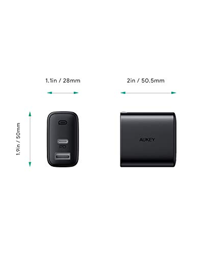 [Upgraded] USB C Charger, AUKEY Swift 32W 2-Port Fast Charger for iPhone 12/12 Mini/12 Pro Max, USB C Wall Charger with Foldable Plug, PD Charger for iPhone 11 Pro Max, iPad Pro, AirPods Pro - Thumbnail 5