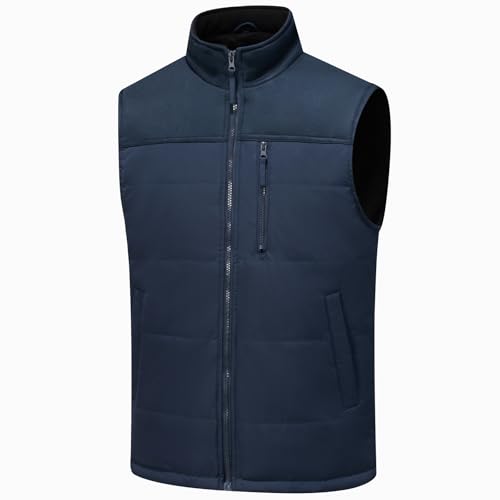 Image of Msmsse Men's Outerwear Vests Winter Quilted Padded Vest Gilet Stand Collar Warm Puffer Vest
