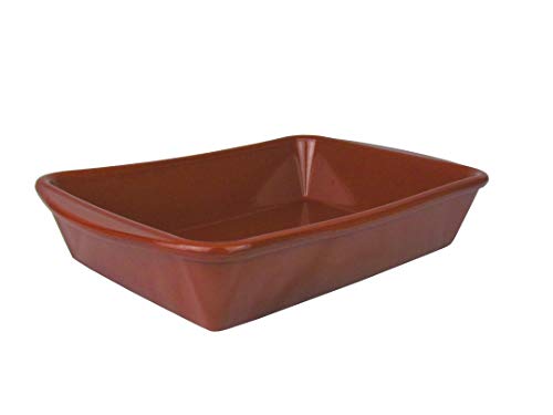 AR Kitchen Fuente mediterránea de barro esmaltado, fácil de limpiar (mediana: 32 x 23 x 5 cm)