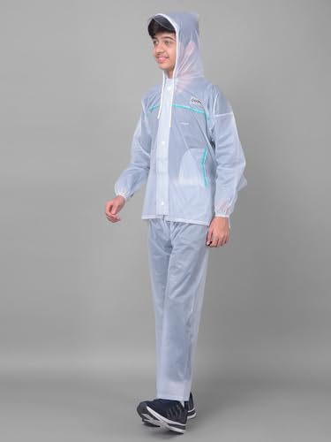Image of Dollar Kids Waterproof PVC Raincoat Jacket & Pant Set | Zipper & Button Closure | Adjustable Hood & Pocket | Lightweight Full Body Rainwear Suit for Boys & Girls