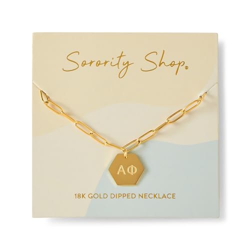Sorority Shop Alpha Phi Paperclip Necklace — AP 18K Gold Plated Sorority Gifts Necklace, Long-Lasting Alpha Phi Gifts for Women2