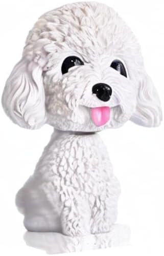 Miniatura 7 de IBWell Mini Perro con Cabeza Oscilante para Decoración del Tablero del Automóvil, Juguete de Peluche de Perrito con Pestaña Adhesiva (Caniche)