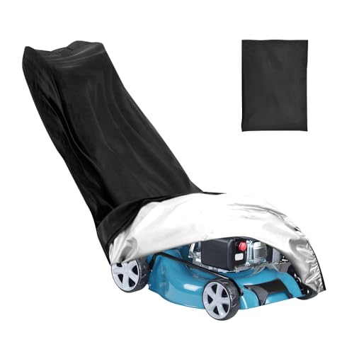 DTYGUIXE Funda para Cotracésped, Cubierta para Cortacésped Protectora de Tela Oxford 210D con Revestimiento Plateado con Protección UV Funda para Segadora Impermeable Antipolvos, 193 x 112 x 64 cm