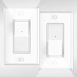 2 Pack Illuminated 3 Way Light Switch, Decora Paddle Rocker Light Switch with LED Night Light,...