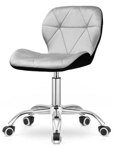 Image of Amazon Brand - Umi Height-Adjustable Velvet Office Study Computer Desk Chair for Salon, Spa, Bar in Light Grey & Black Color