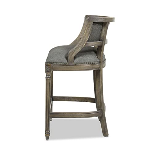 Jennifer-Taylor-Home-Paris-265-Farmhouse-Counter-Height-Bar-Stool-with-Backrest-Dark-Heathered-Grey-Linen Jennifer Taylor Home Paris 265 Farmhouse Counter Height Bar Stool with Backrest Dark Heathered Grey Linen