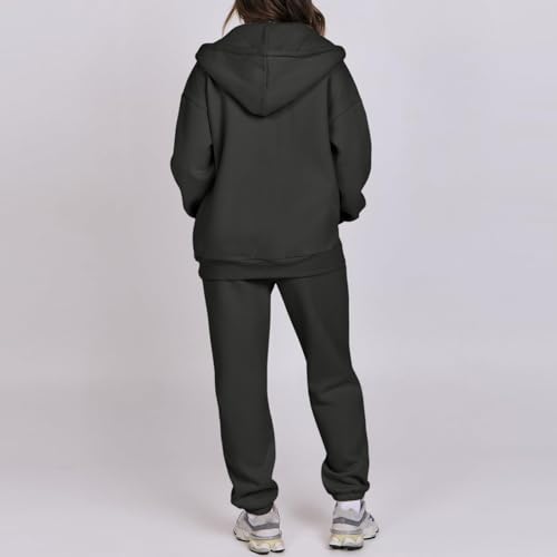 Sweatsuits Women 2 Piece Outfit Zip Up Jacket Comfort Oversized Hoodie Jogger Sweatpants Set Matching Athleisure Sets3