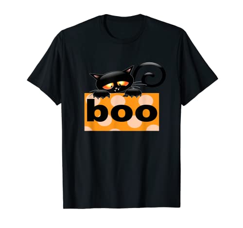 Disfraz de Halloween lindo divertido gato negro Boo regalo Camiseta
