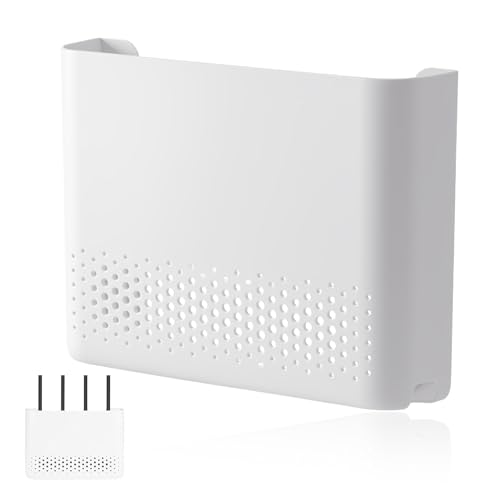 ECVUKQ Router Box Halterung Wand, 30 x 22 x 6.5 cm Router Verstecken Kunststoff Weiß WLAN Box Router-Schrank WiFi Regal für Aufbewahrung von Routern