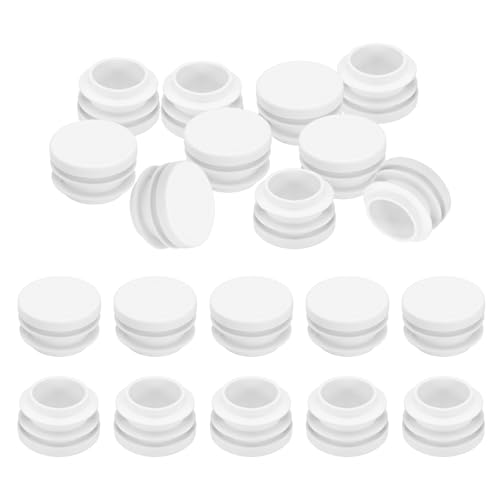 Image of PATIKIL 1-1 /8 inch Plastic Tubing End Caps, 20Pcs Round Hole Plug Insert for Round Iron Pipe Chair Leg Table Bookshelves Patio Furniture, White