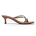 Athlefit Kitten Heels for Women Flip Flops Square Open Toe Strappy Low Heels Sexy Party Wedding Dress Thong Heeled Sandals Brown Size 8