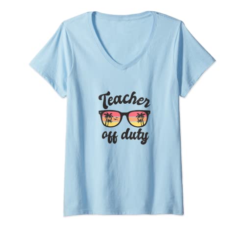 Donna Teacher Off-Duty Occhiali da sole Retro Estate Vibe Maglietta con Collo a V