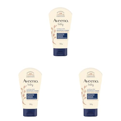 Image of Aveeno Baby Soothing Relief Moisture Cream 100G 24-Hour Protection Dry, Itchy, Sensitive Skin|Clinically Proven|Active Oats|Us Pediatrician Recommended|Hypoallergenic, Fragrance-Free & Paraben-Free