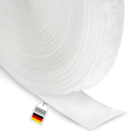 FrogJim 5m Flauschband zum Nähen und Basteln weiß 20mm breit - 5 m Rolle Klettband nur Flausch 20 mm nicht klebend KRNWL5