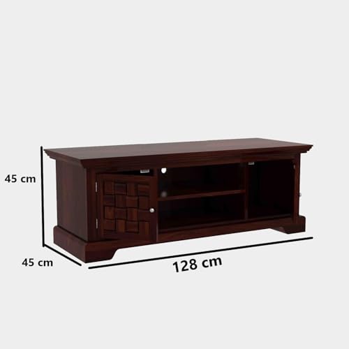 Image of Essentia Rosewood Sheesham Solid Wood TV Entertainment Unit | Wooen Drawer Living Room & Office (Finish Color - Walnut Finish)