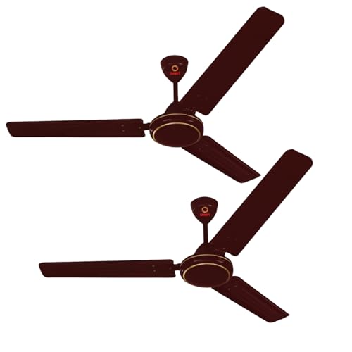 Image of Omen Changing Lives Dollar 1200mm Ceiling Fan for Home | BEE Star Rated Energy Efficient | Rust Resistant | Superior Air Delivery | High Speed | 2 Year Warranty | Brown (Pack of 2)