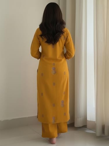 Image of ANNI DESIGNER Women's Rayon Viscose Straight Printed Kurta with Palazzo | Women Kurta Set | Ethnic Wear for Women | Daily Office Casual Traditional Outfit